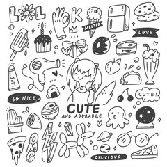 Poster - Set of Cute Things Doodles