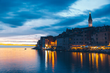 Wall Mural - Rovinj city in Croatia at night