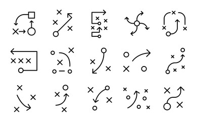 simple set of strategy icons in trendy line style.
