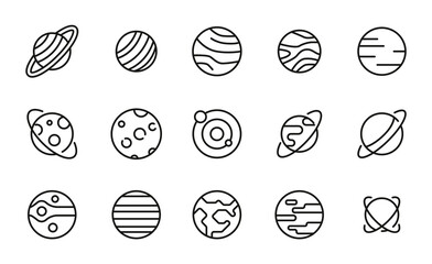 Canvas Print - Simple set of planet icons in trendy line style.