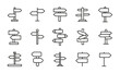 Set of sign post related vector line icons.