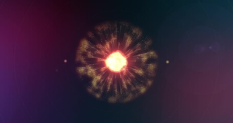 Wall Mural - animation of molecule at sub-atomic level with force field and cell nucleus - science lab experiment
