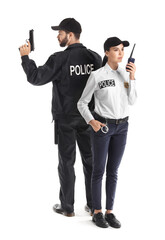 Wall Mural - Police officers on white background