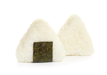 Traditional Japanese onigiri on white background