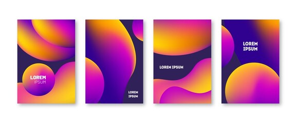 Wall Mural - trendy fluid gradient cover set. liquid color shapes composition