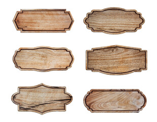 Aufkleber - Wooden signboard isolated on white background