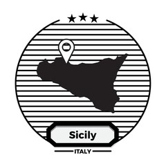 Canvas Print - sicily map label