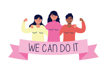 Poster - group of interracial women with we can do it message