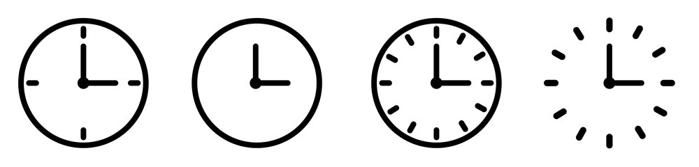 Poster - Vector Time and Clock icons set.Clocks icon collection design. Horizontal set of analog clock icon symbol .Circle arrow icon.Vector illustration.