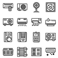 Poster - Conditioner icons set. Outline set of conditioner vector icons for web design isolated on white background