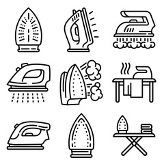 Poster - Smoothing-iron icons set. Isometric set of smoothing-iron vector icons for web design isolated on white background