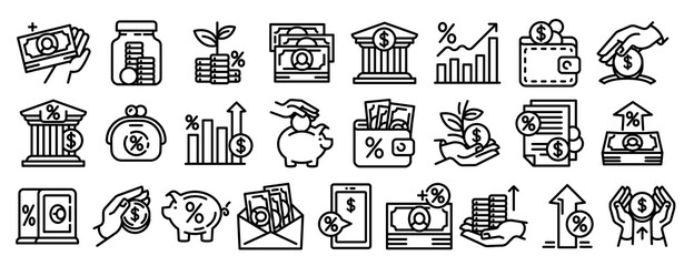 Poster - deposit icons set. outline set of deposit vector icons for web design isolated on white background