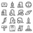 Vacuum cleaner icons set. Outline set of vacuum cleaner vector icons for web design isolated on white background
