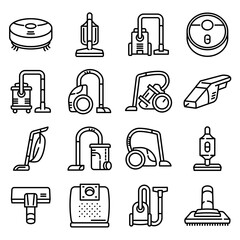 Poster - Vacuum cleaner icons set. Outline set of vacuum cleaner vector icons for web design isolated on white background