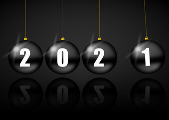 Wall Mural - New year 2021 greeting card with black balls, pendulum concept illustration