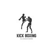 kick boxing silhouette logo vector