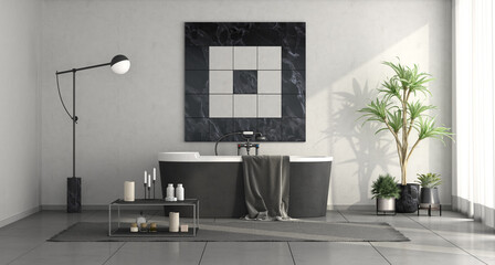 Fototapete - Minimalist black and white bathroom