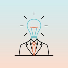 Sticker - businessman with bulb head