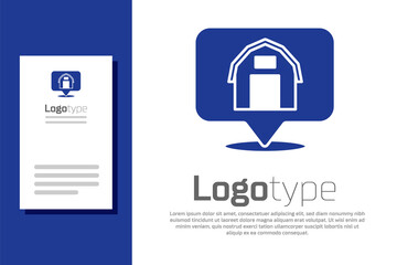 blue location farm house icon isolated on white background. logo design template element. vector.