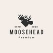 moose head hipster vintage logo vector icon illustration