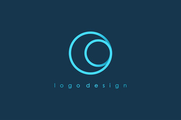 Leinwandbilder - Abstract Initial Letter O Logo. Blue Circular Rounded Line Infinity Style isolated on Blue Background. Usable for Business and Technology Logos. Flat Vector Logo Design Template Element.