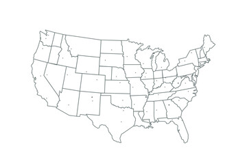 United States Of America Vector color version with state names