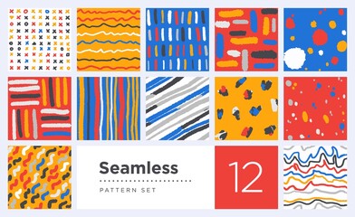 Wall Mural - Set of abstract seamless pattern designs. Vector trendy style