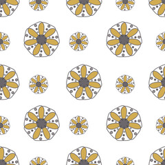 Poster - Gold, black and white dots repeat pattern print background