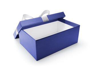 Blue open gift box isolated on white background - Clipping path included