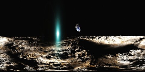 Wall Mural - moon surface. hdri . equidistant projection. spherical panorama. panorama 360. environment map