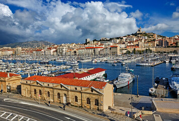 Elevated view of the redeveloped port of Marseille