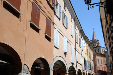 Sticker - The center of Vignola near the The Rocca di Vignola that is a castle located on the banks of the Panaro.