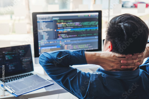 Fotografía Developing programmer Team Development Website design and coding technologies wo