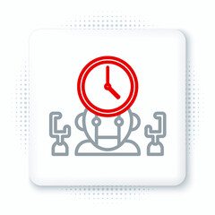 Poster - Line Robot and digital time manager icon isolated on white background. Time management assistance, workflow optimization help. Colorful outline concept. Vector.