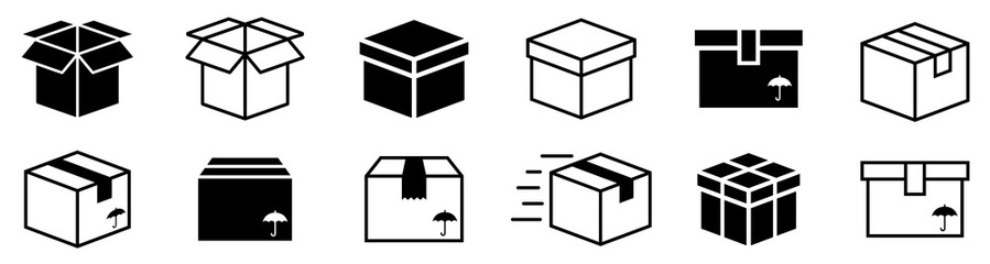 box simple icon collection. box in flat style. carton box icons. delivery icon. vector illustration