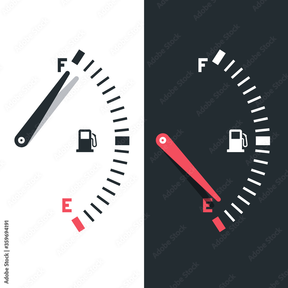 Fuel Gauge Icons Set Vector Illustration. Empty and Full Tank Symbol. Stock  Vector | Adobe Stock, image size:1000x1000