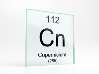 Fototapete - Copernicium element symbol from periodic table on glass icon - realistic 3D render	
