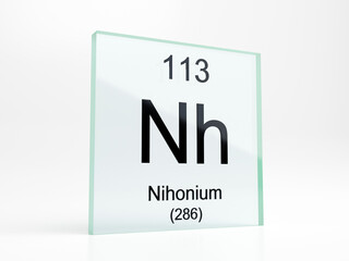 Fototapete - Nihonium element symbol from periodic table on glass icon - realistic 3D render	