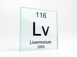 Fototapete - Livermorium element symbol from periodic table on glass icon - realistic 3D render	