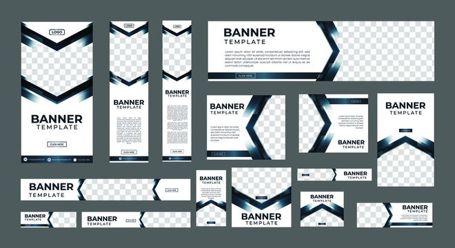 set of creative web banners of standard size with a place for photos. Business ad banner. Vertical, horizontal and square template. vector illustration EPS 10