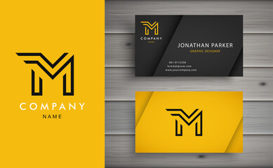 Wall Mural - Clean and stylish logo forming the letter M with business card templates. Modern Logotype design for corporate branding.