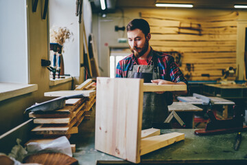 Wall Mural - self employed owner of restoration manufacture creating and repairing wood equipment, experienced ma