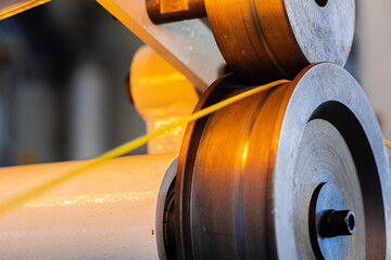 Wall Mural - Close up of cable wire production in cable factory