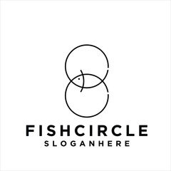 Canvas Print - circle fish logo line symbol minimalist sign vector icon