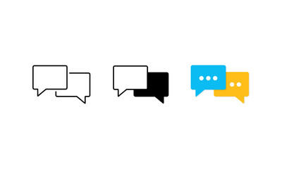 Poster - Speech bubble icon set flat. Chat, communicate or comment symbol. Vector on isolated white background. Eps 10