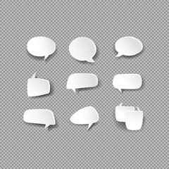 Aufkleber - White bubble speech icon set. Various empty shapes with shadow. Chat, communicate or comment symbol. Vector on isolated background. Eps 10.
