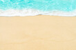 close up sand beach with blue sea wave background