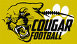 cougar football team design with mascot head for school, college or league