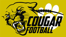 Cougar Football Team Design With Mascot Head For School, College Or League