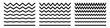 Wave line and wavy zigzag pattern lines. Vector black underlines, smooth end squiggly horizontal curvy squiggles